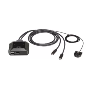 2 Port 4K DisplayPort USB-C Cable KVM Switch with Remote Port Selector